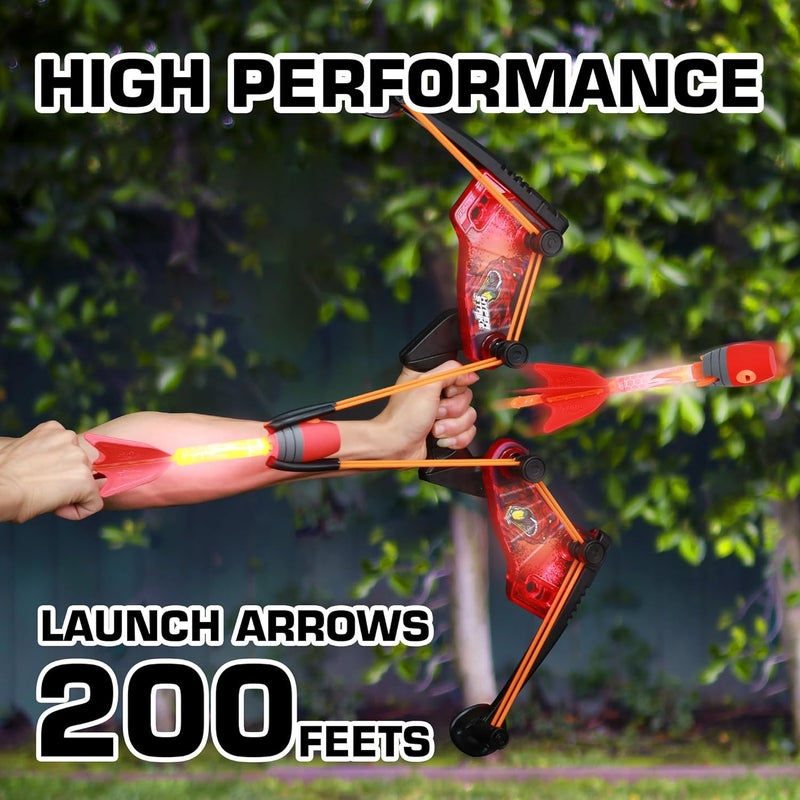 Zing HyperStrike FireTek Bow Archer Pack, Light Up Bow and Light Up Zonic Whistle Arrows, Shoots Arrows Over 200ft, Outdoor Play with Friends and Family, for Ages 14+ (Red) - Image 5